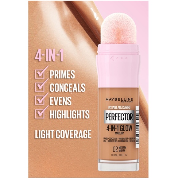MAYBELINNE Instant Age Rewind Instant Perfector 4-In-1 Glow Makeup Deep, NEW - Picture 6 of 7